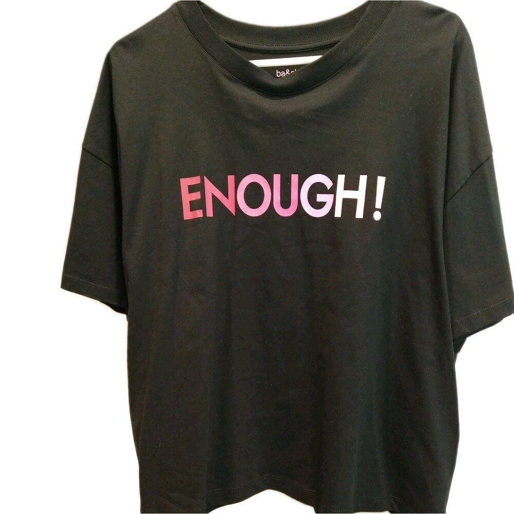 Ba&sh women T-shirt Black Medium loose fit- pink "Enough"